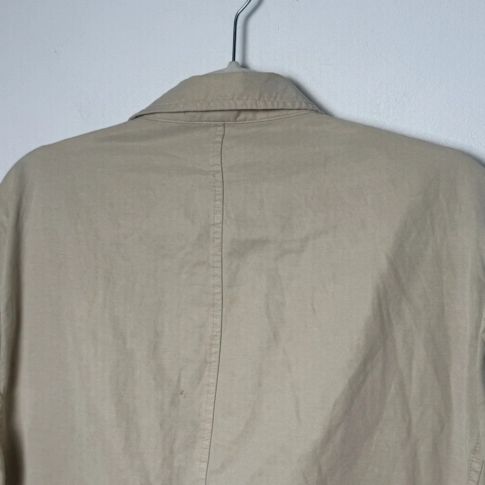 MNG Mango Mens Slim Fit Unstructured Cotton Blazer Jacket Beige Tan Size 40 US‎